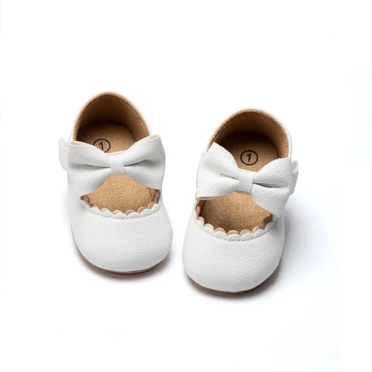 New Baby Girls Shoes Bow Party Dress Style Baby First Walking Non-Slip Rubber Sole Baby Girls Toddler PU Leather Walking Shoes