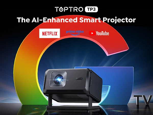 Toptro Projektor Google TV 4K 1080p Full HD Tragbarer Projektor BT5.4 Auto Keystone für Video, Film, Smart Home Theater LED-Projektor – Detail 1