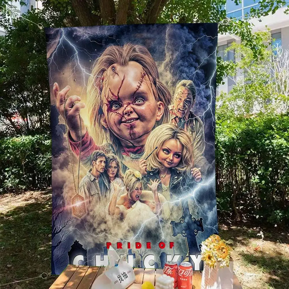 Classic Horror Movie Chucky Banner Art Printing Japanese Wall Flag Anime Wall Hanging Home Decor