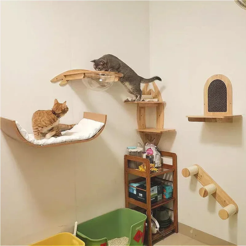 Do Not Occupy A Solid Wood Cat Climbing Frame, Wall Type Cat Wall Shelf, Wall Type Cat Nest Suction Cup, Glass Free Punching