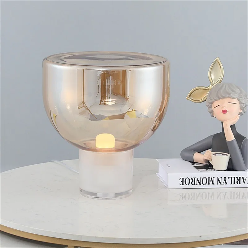 TINNY Modern Table Lamp Nordic Simple Glass Desk Light LED Living Room Study Home Decor Bedside