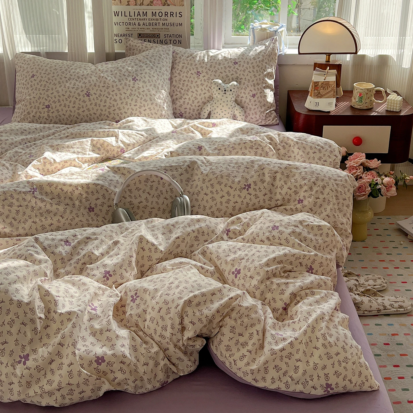 

Princess Bedding Set Korean Style Soft Bed Sheet Set Queen King Size Duvet Cover Set No Filling With Pillowcase Bedroom Decor