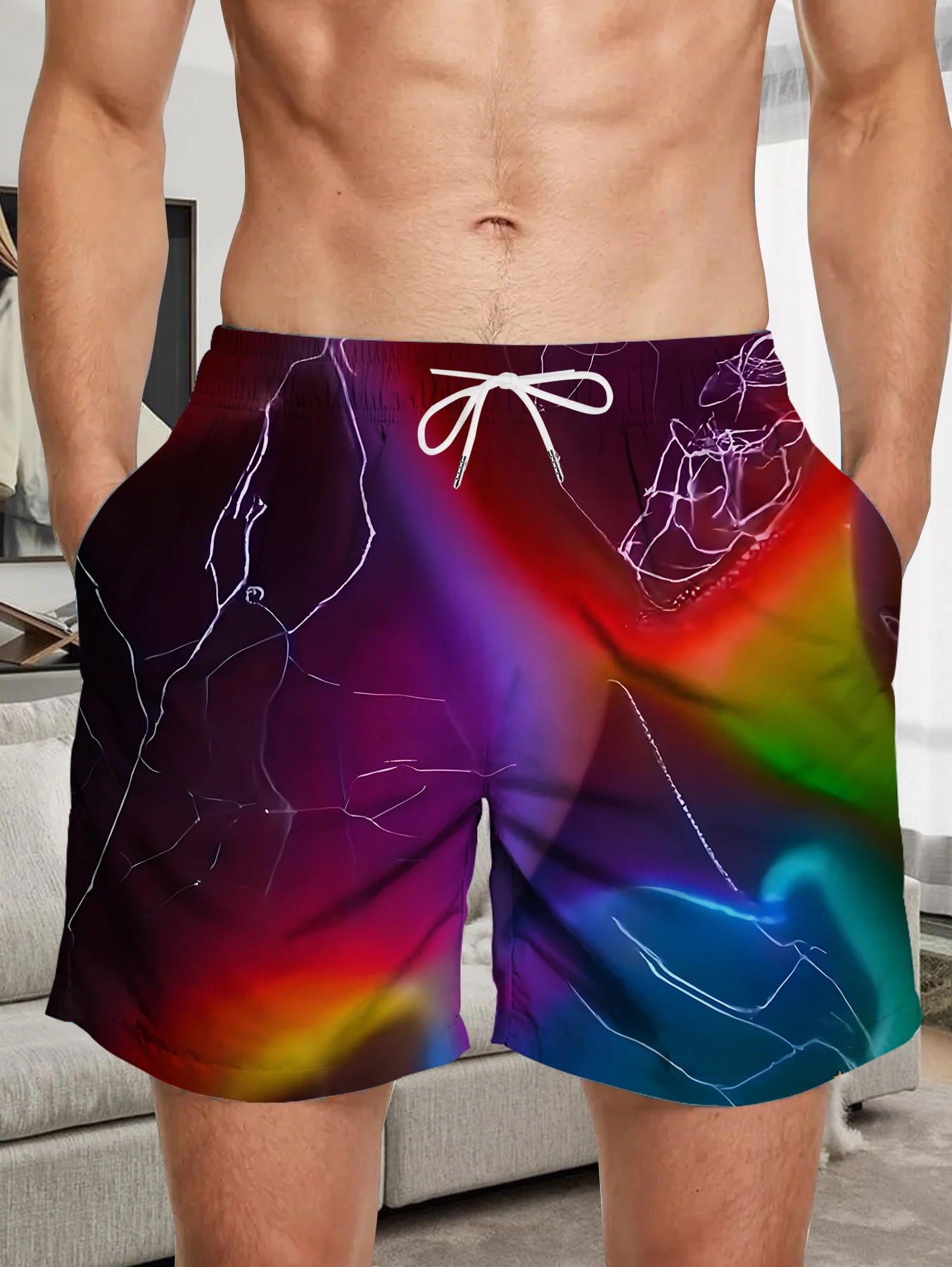 

Summer Full Print Beach Shorts Men Digital Printing Quick Dry Polyester Swim Trunks