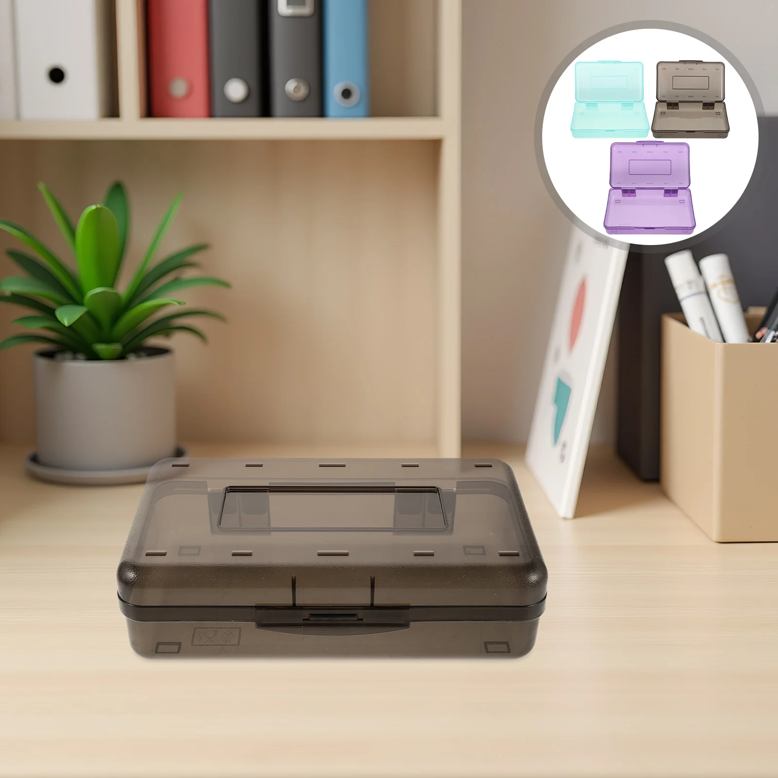 

3Pcs Transparent Pencil Case Large Hard Plastic Pen Box Snap-Tight Lid Crayon Marker Organizer School Storage Container Clear