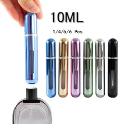 Botella de Perfume con bomba de llenado inferior de 10ml, 1/4/5/6 Uds., botella pulverizadora recargable de viaje portátil, Mini envases cosméticos vacíos