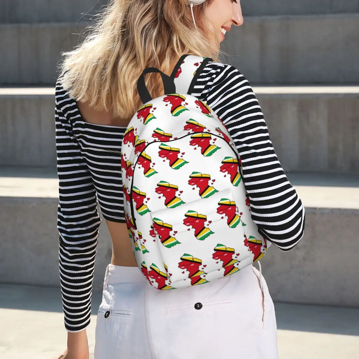 Guyana Flag Map Smile With Love Backpack Hot Sale Daypack Large Capacity Children BookBag School Bag Shoulder Bags for Men Women