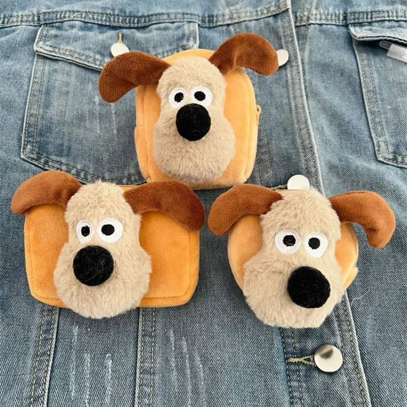 Gromit anime peripheral cartoon cute three-dimensional plush girly heart coin purse data cable storage student headphone bag