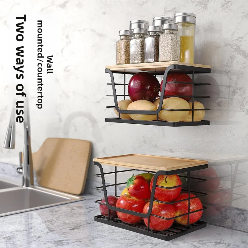 مجموعة تخزين المطبخ الكاملة المكونة من قطعتين: أقصى مساحة مع موزع أكياس القمامة وسلة حائط متعددة الاستخدام للتوابل والإنتاج #2