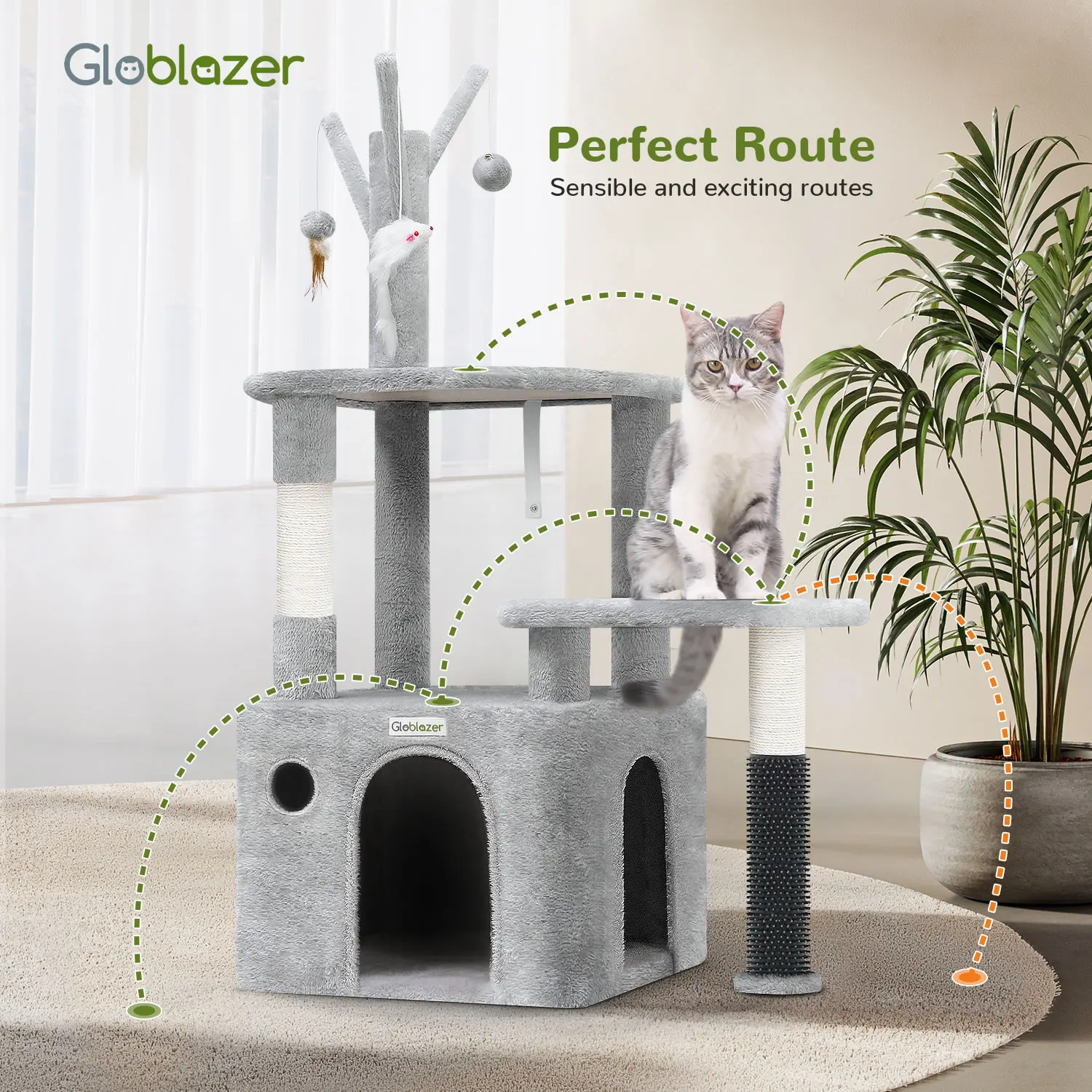 

44 Inch Cat Climbing Frame Light Gray