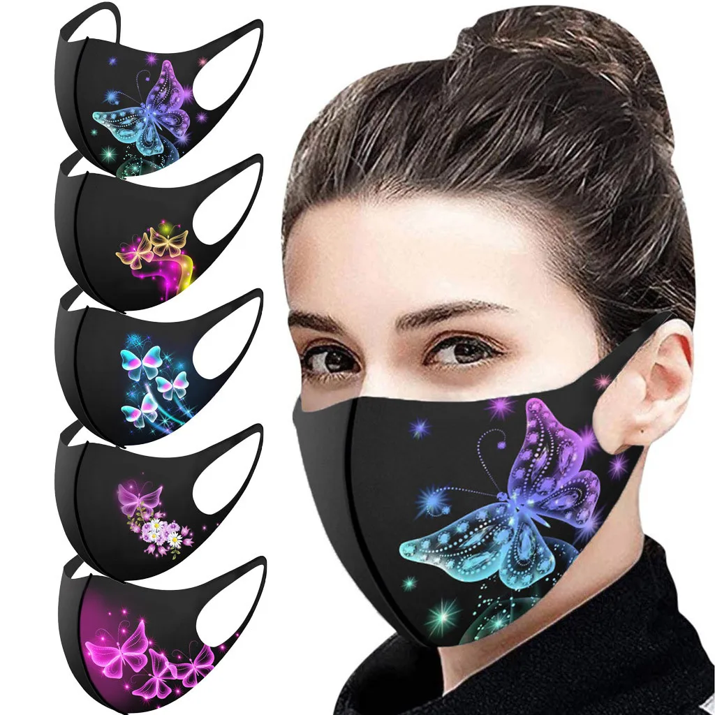 1pc Adult'S Fashion Printed Reusable Protective Mask Suitable For Outdoor Activities Comfortable Mask Multiple Styles Of Masks