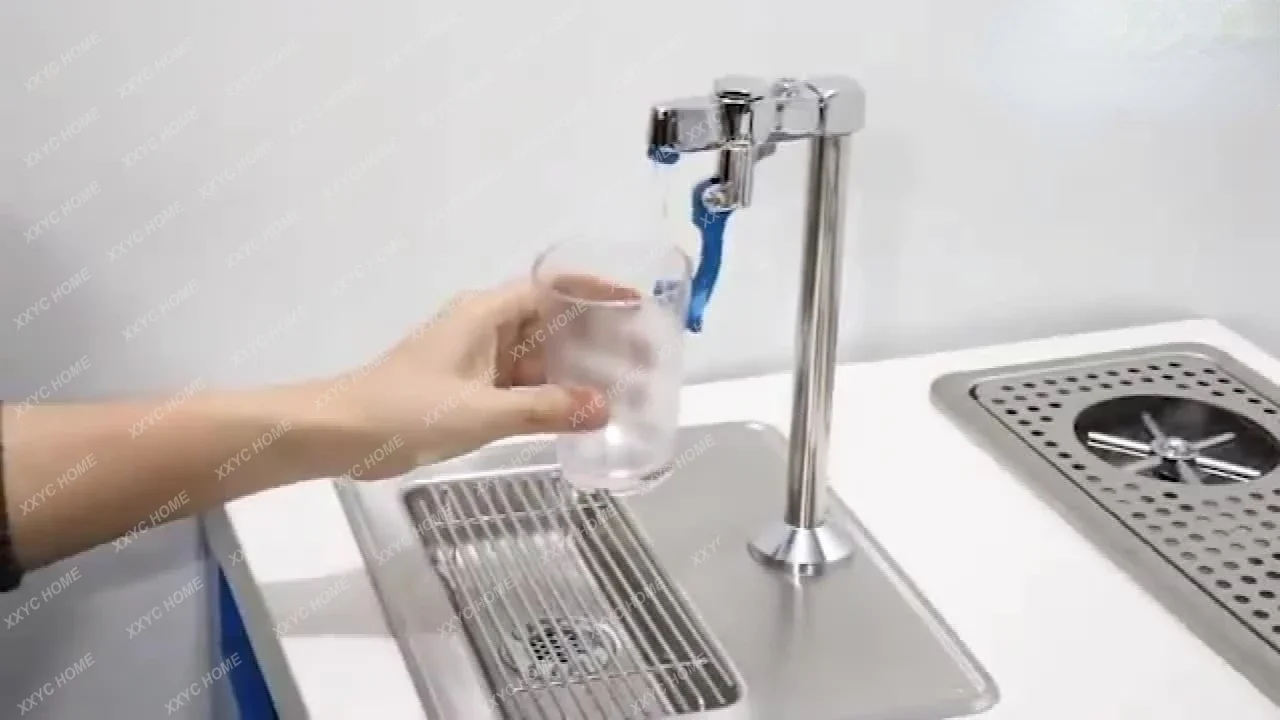 Push Back Glass Filler Water Faucet, Stainless Steel Drip Pan And Glass Rinser, Glass Filler Water Station with  Rinser