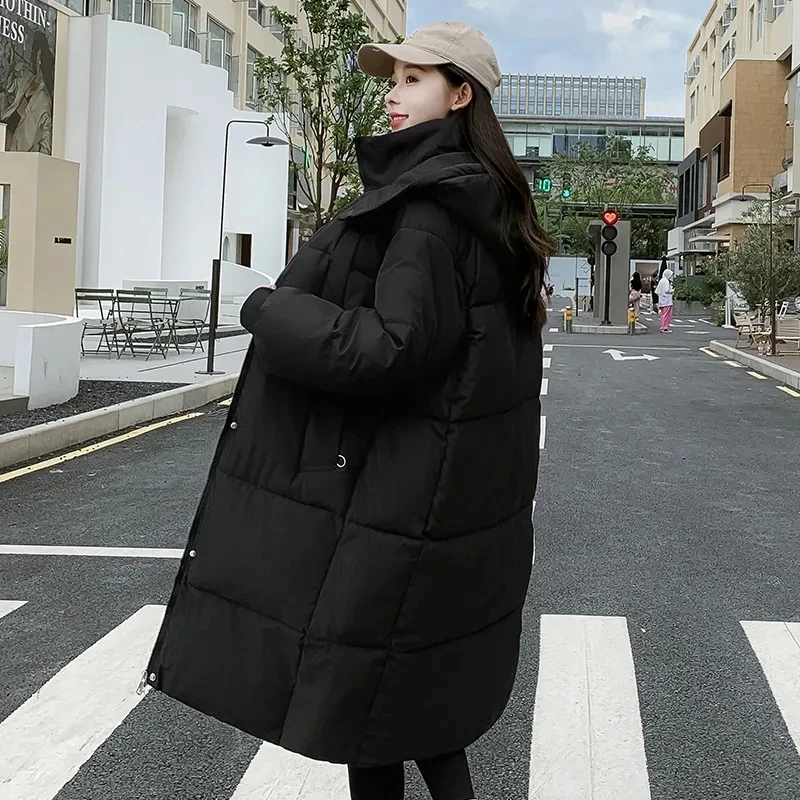 2024 New Winter Women Parka Hooded Jackets Thicken Warm Cotton-padded Puffer Coats Casual Long Clothes Loose Outerwear