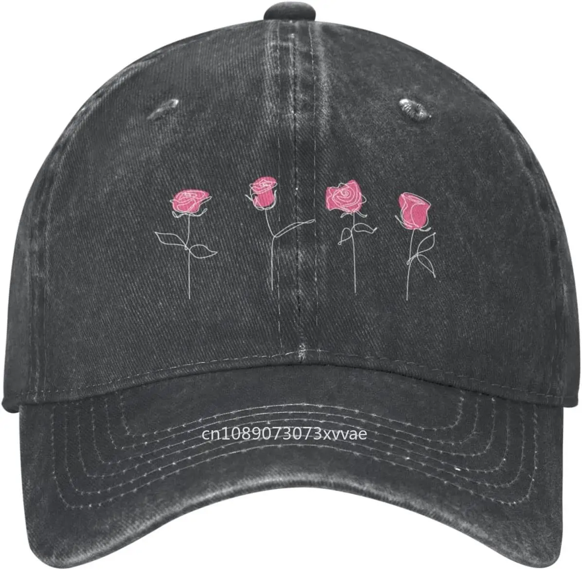 

Funny Rose Flower Abstract Distressed Adjustable Washed Denim Mens Dad Trucker Hat Baseball Ball Cap for Men