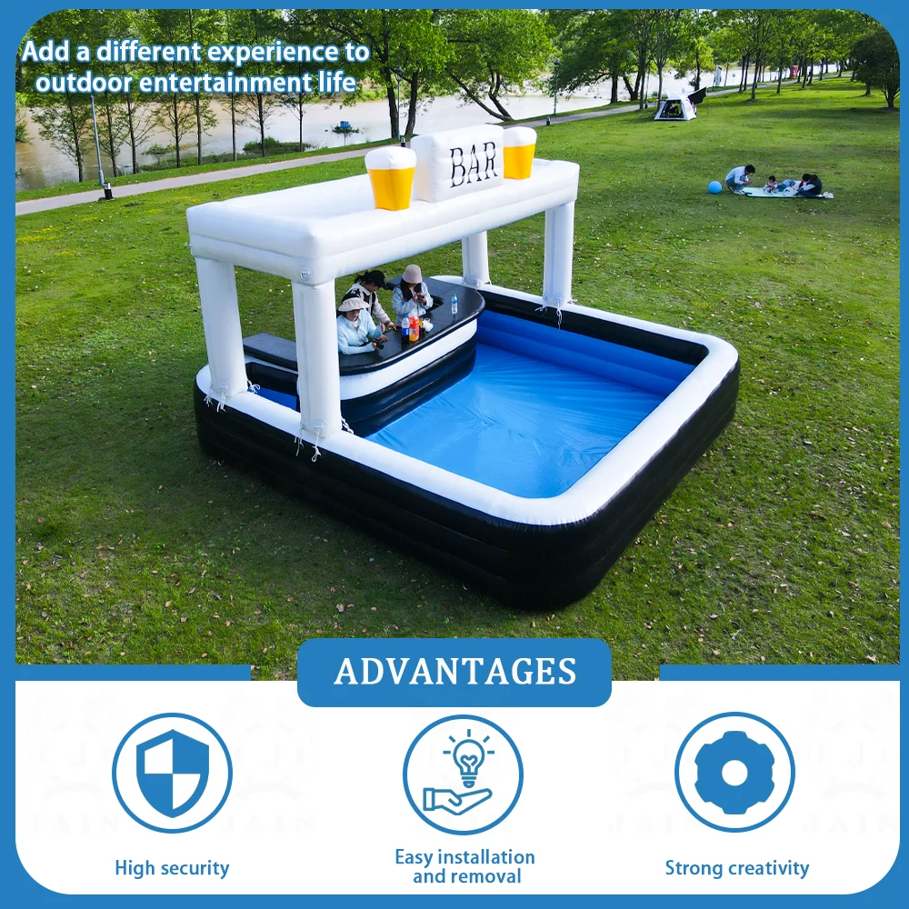 Stock Giant Home Backyard Inflatable Bar Pool Tent For Adult Summer Inflatable Pub New Design Water Swimming Pool Bar For Party