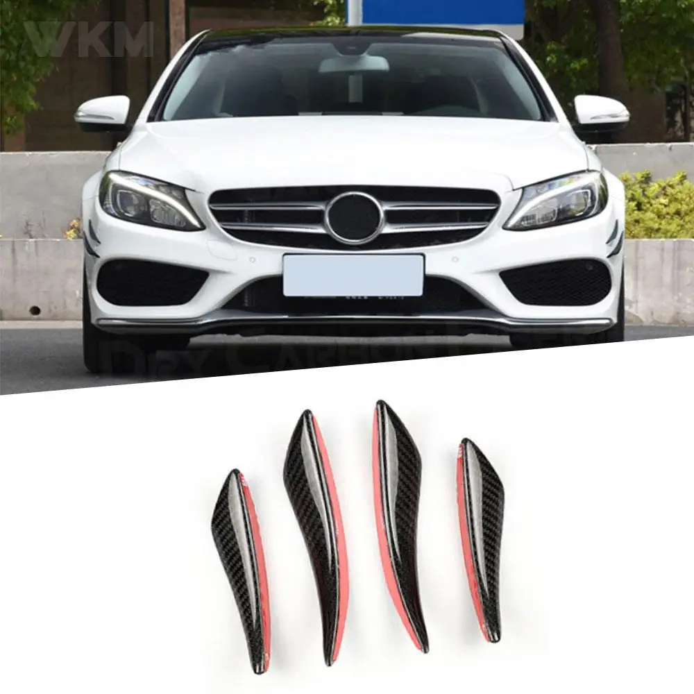 

4PCS Carbon Fiber Universal Front Bumper Lip Spoiler Splitter Air Knife Canards Sticker for Benz A B C E S Class W205 W212 W218