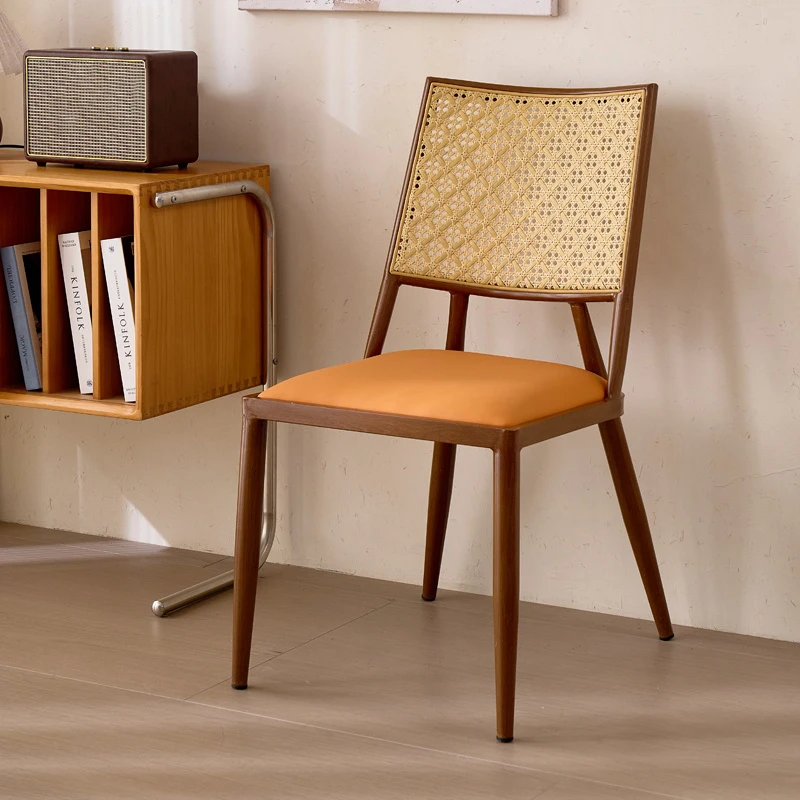 خمر الروطان مسند الظهر الطعام كرسي مع إطار الحديد الراحة الجلود مقعد مطعم كرسي المنزل الحديث المطبخ غرفة المعيشة كرسي