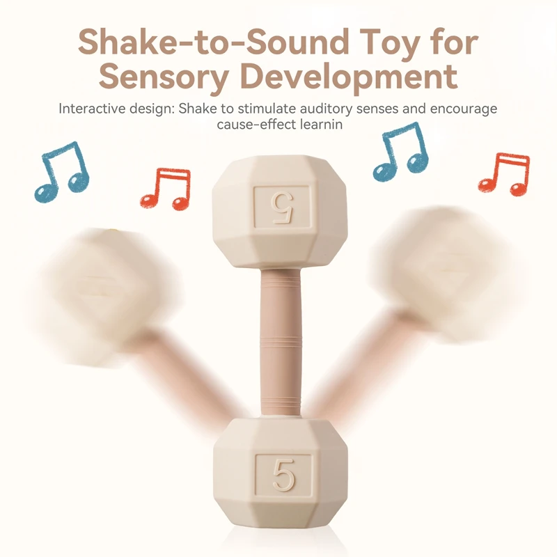 Juguete sonajero con mancuernas de dibujos animados para dentición de silicona para bebés, juguetes cognitivos sensoriales para mover la campana musical, juguetes para cuna de bebé, regalos para bebé