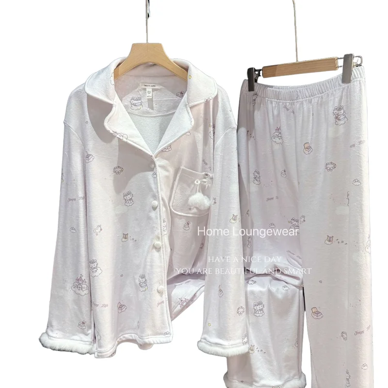 

Kawaii Sanrios Pajamas Hello Kittys Women's Long Sleeve Pants Sleepwear Cartoon Student Girls Cardigan Home Clothes Kuromi