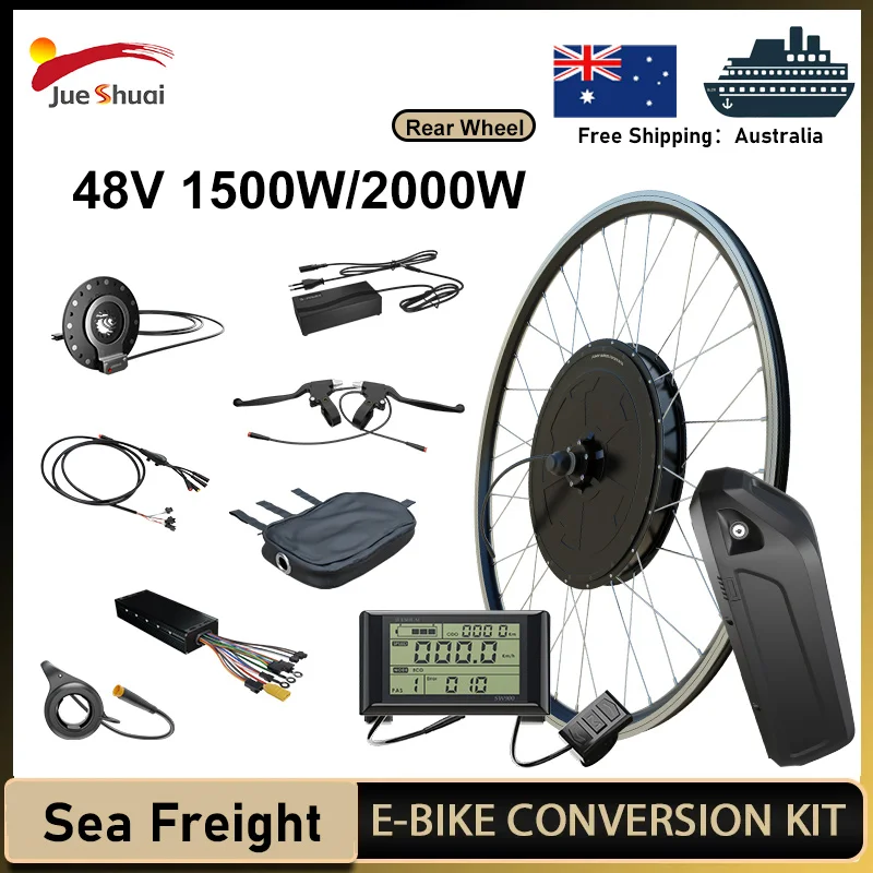 

Комплект для переоборудования электрического велосипеда, 48 В, 1500/2000 Вт, задняя ступица, двигатель для электровелосипеда, 15/20/24 Ач, подходит для аккумулятора 26 дюймов-700C, колесо Elétrica