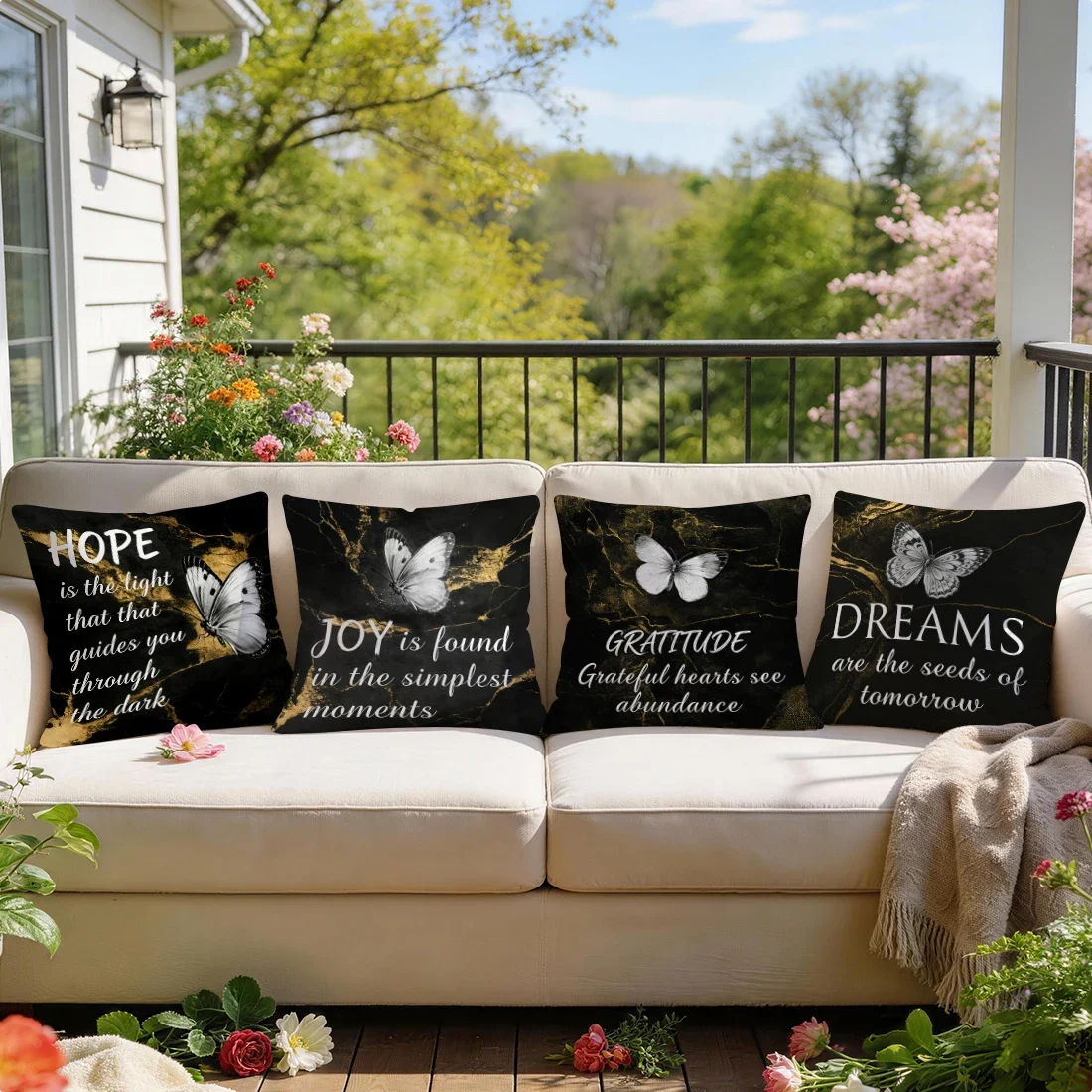 4Pcs Inspirational Phrase Cushion Covers Single-sided Printed 40/45/50CM Throw Pillow Case Cover Sofa Cushion Home Room Decor