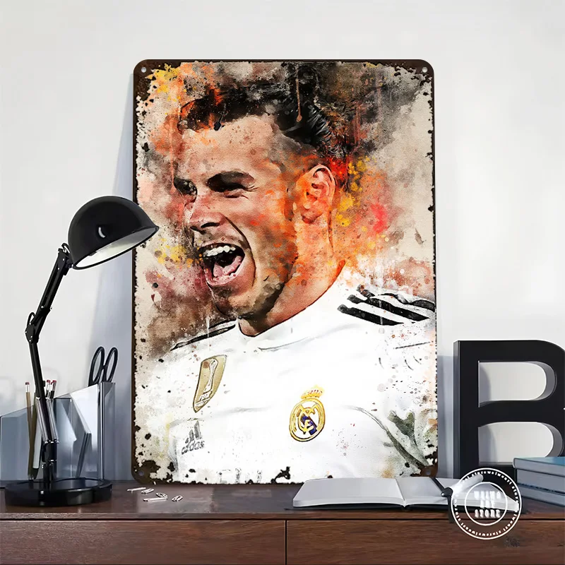 Gareth Bale Tin Poster Customized Wall Art Retro Vintage Metal Signs for Fans Room House Modern Home Decoration Luxury Wand Deko