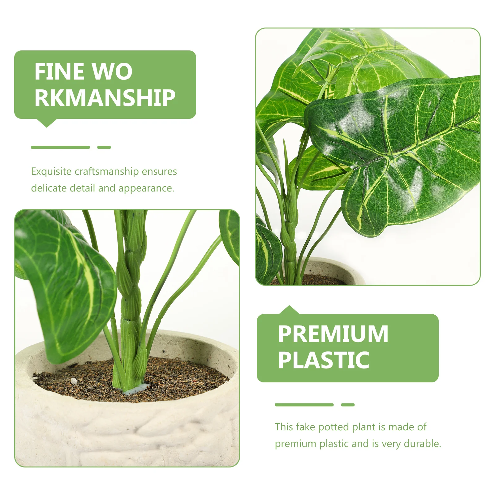 

Artificial Taro Leaf Bonsai Fake Green Leaf Potted Plant Simulated Bonsai Decor for Home Office Indoor Outdoor Garden