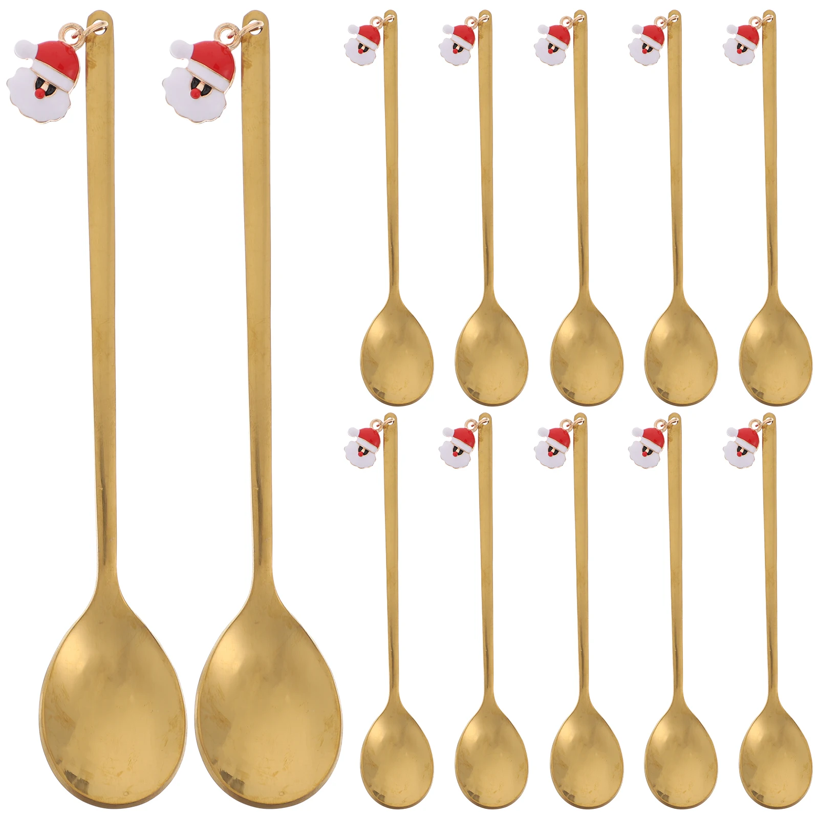 

12 Pcs Stainless Spoons Christmas Style Santa Claus Teaspoons Long H for Beverage Cake Mixing Honey Safe Fine