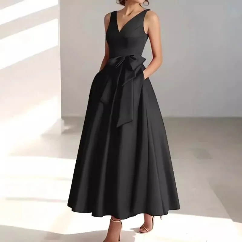 Women 2026 Autumn New Light Evening Gown V Neck Slimming Long Dress for Birthday Party Host Socialite Daily Wear Customize