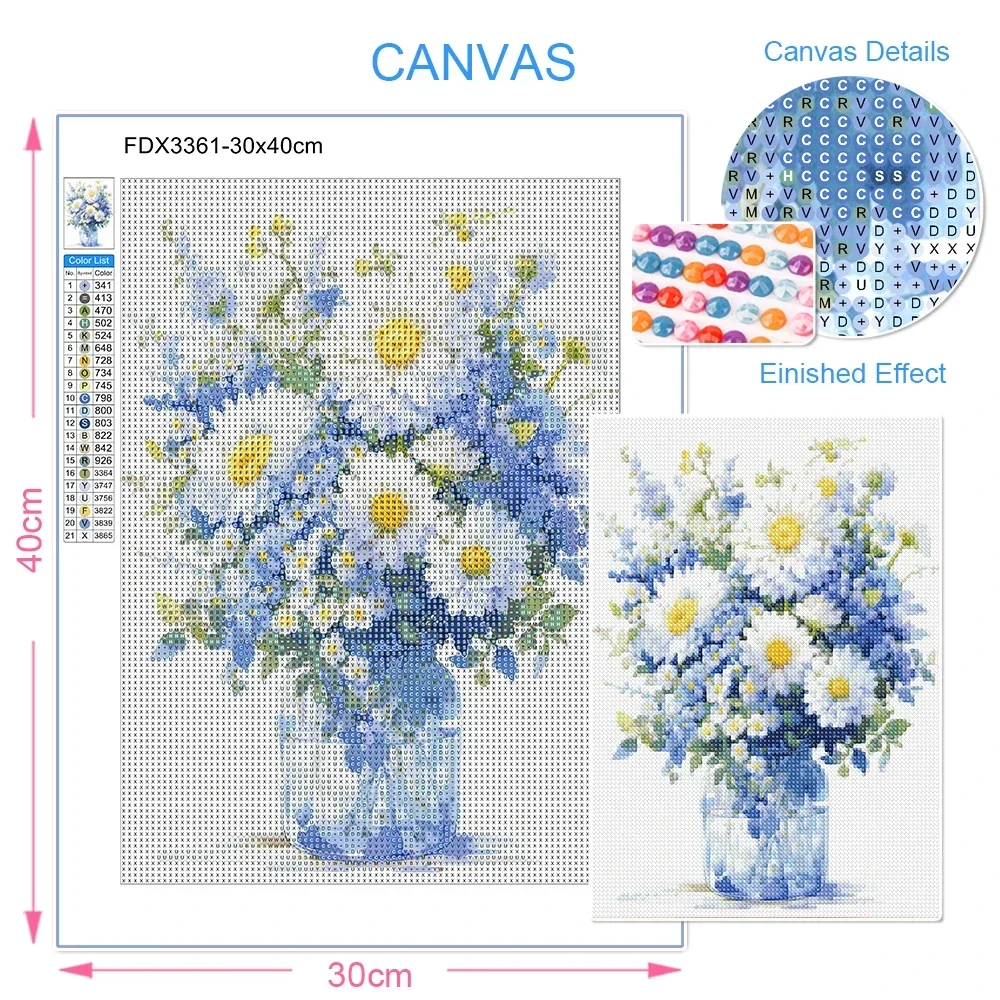 Full Flower Series Diamond Painting Tulip Daisy Diamond Mosaic Embroidery Art Watercolor Picture Handmade Home Decoration Diy