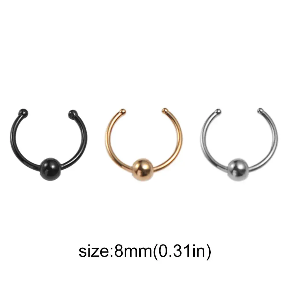 Punk Metal Fake Nose Septum Rings Bead Non Piercing Body Non Piercing Jewelry Multicolour Party