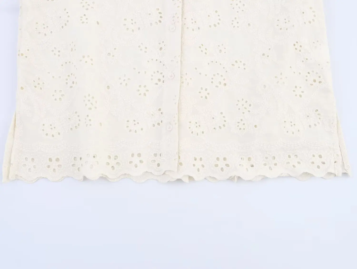 Dave&Di French Lazy Vacation Beige Shirt Cotton Embroidery Hollow Loose Summer Shirt Female Blouse Women Tops