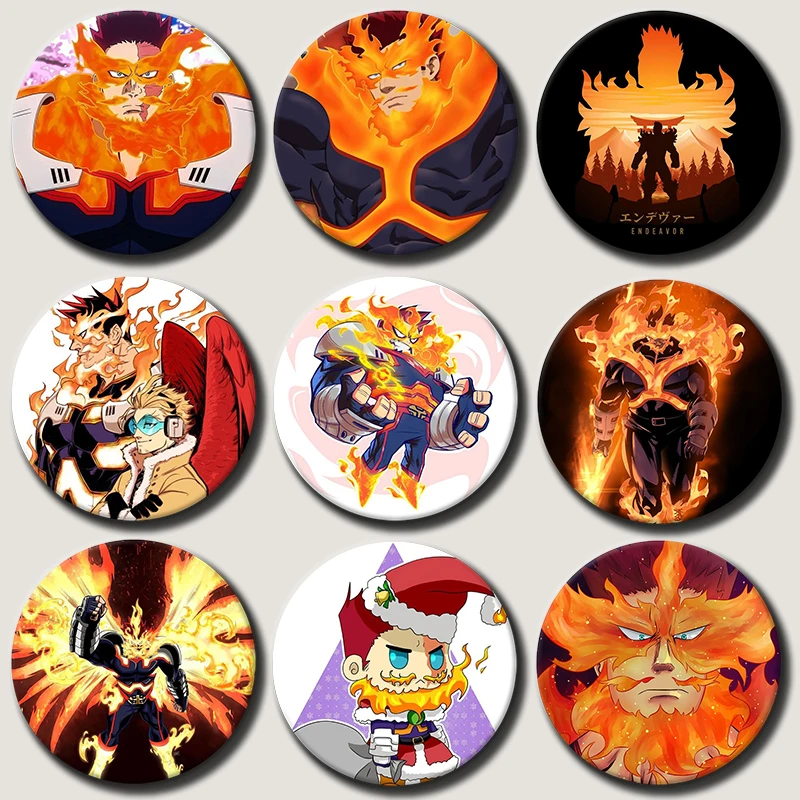 

58mm Anime Character Endeavor Soft Button Pin Hero Cartoon Brooch Creative Badge for Backpack Clothes Decoration Gift