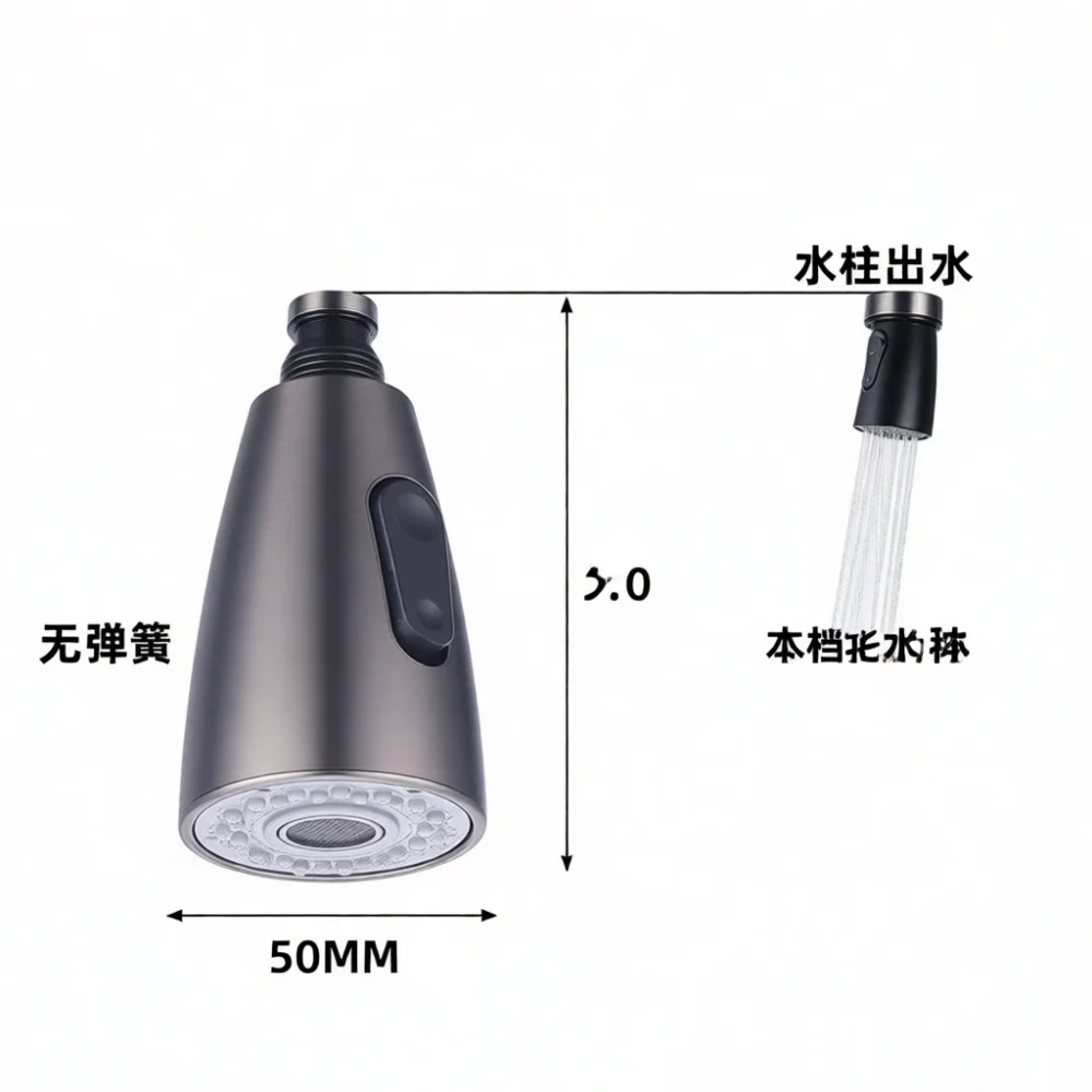 Replacement Pull Down Kitchen Sink Faucet Sprayer Head Universal Basin Tap Spout Adjustable Water Pressure Anti Splash Nozzle