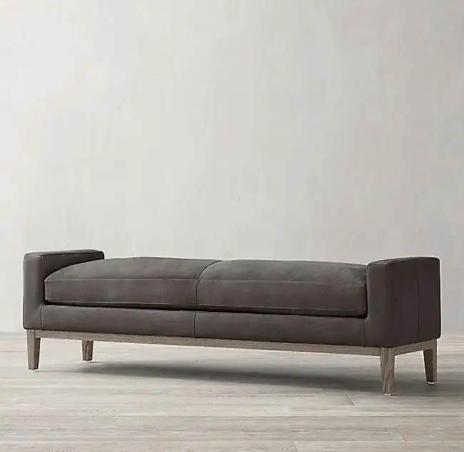 Banco de cabeceira minimalista italiano, madeira sólida, móveis americanos rh, nórdico, simples, cera de óleo, couro, pedal, luz, luxo, retrô sh