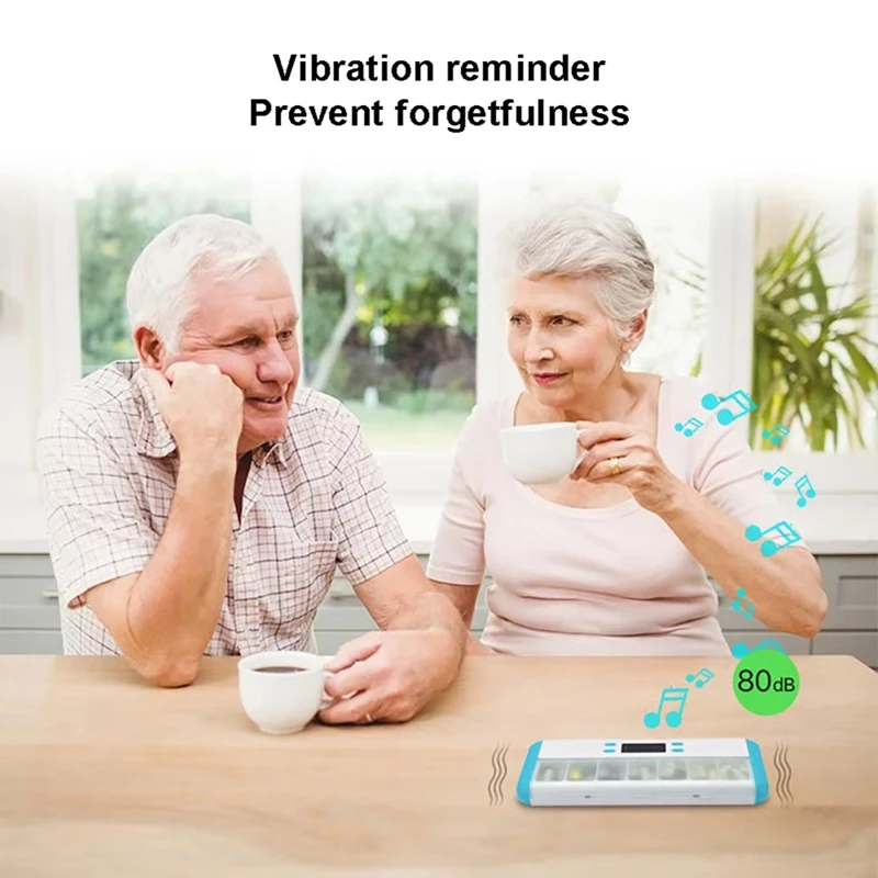 Slimme pillenorganizer Elektronische timingherinnering Opbergdoos Timer Wekelijkse pillencontainer Alarmdoos voor reizen Koffie Wit