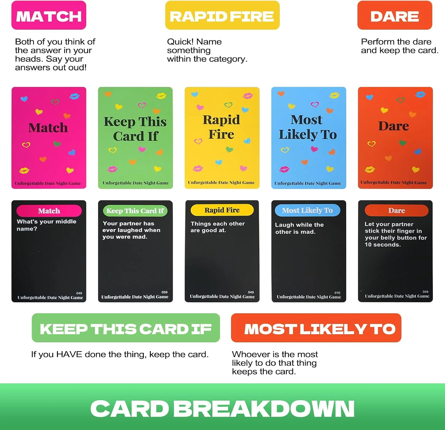 Couples Date Night Game Cards with Spinner, Heart Pattern Interactive Party Toy, Halloween & Anniversary Gift