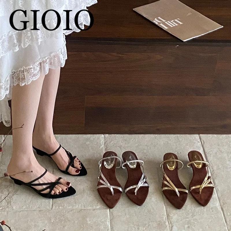 

«GIOIO» Новые модные женские шлепанцы, летние пляжные тапочки, повседневные женские сандалии на низком каблуке для улицы