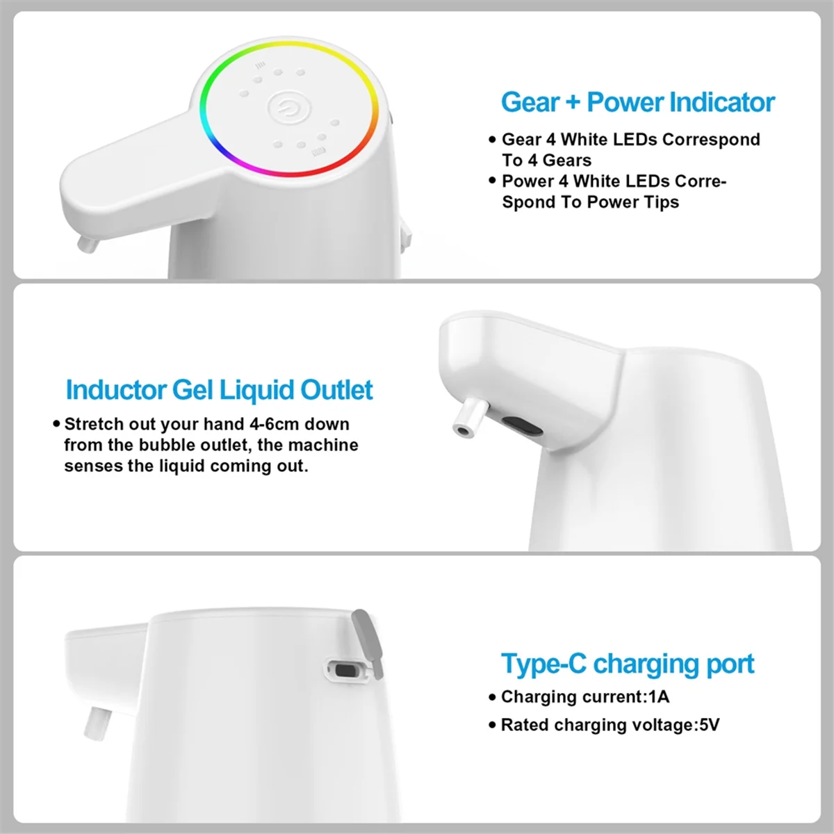 НОВЫЙ автоматический дозатор мыла на 600 мл, инфракрасный датчик, зарядка типа C, бесконтактный умный дозатор жидкого мыла, гель