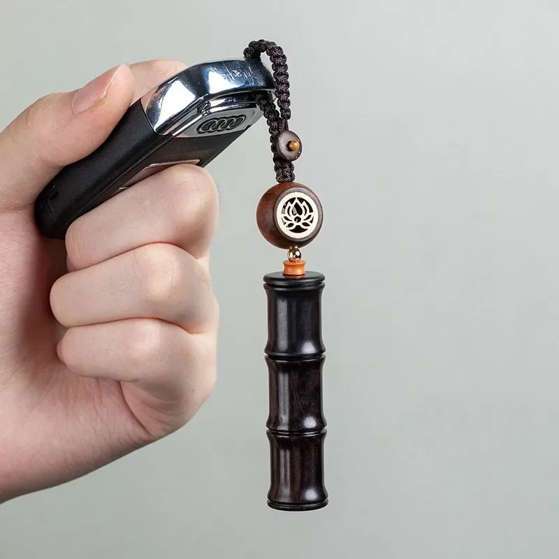 Festival Height Car Key Ring Blackwood Carved Bamboo Hand Pieces Simple Key Pendants Pendant Blackwood