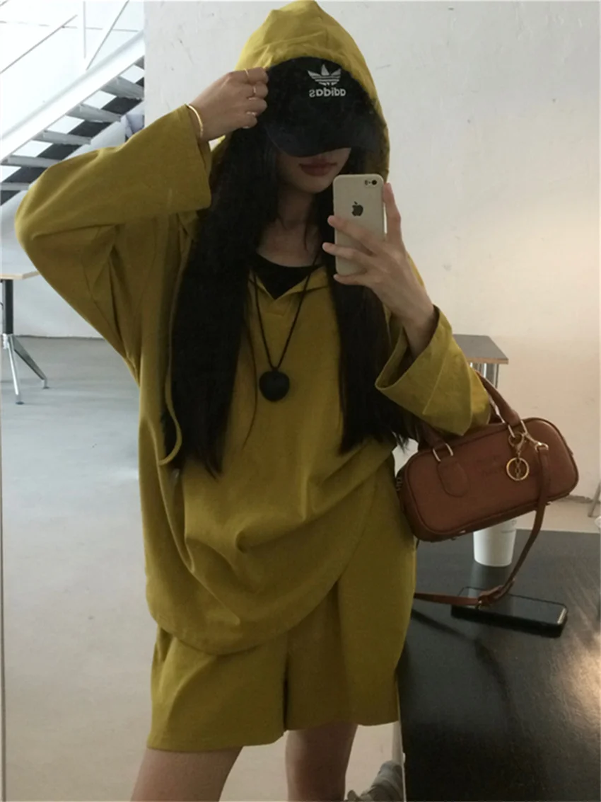 Alien Kitty Hooded Sweatshirts Lazy Style New Looose Wide Leg Shorts Suits Autumn 2024 Chic Office Lady Minimalist Casual Sports