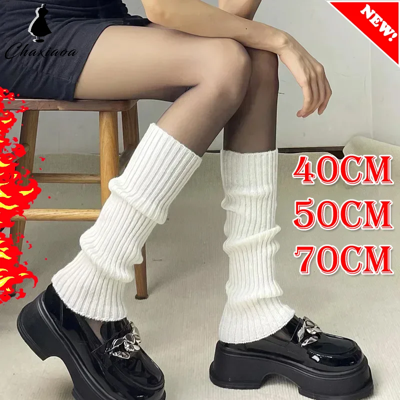 40/50/70cm Leg Warmers Women's Lolita Long Socks Jk College Style Knitted Warm Socks Autumn Winter Over Knee Boot Cuffs