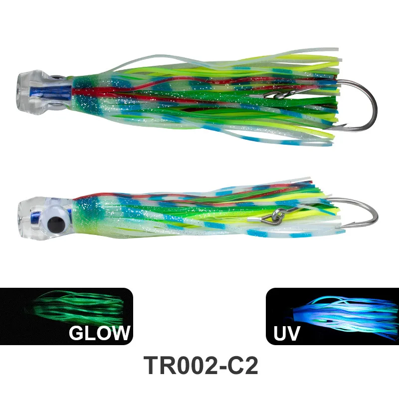 1PCS 9 inch110g Trawler Luya Lure Acrylic Octopus Whisker Squid Soft Bait Sea Fishing Resin Bionic Soft Bait With Holes Sinking