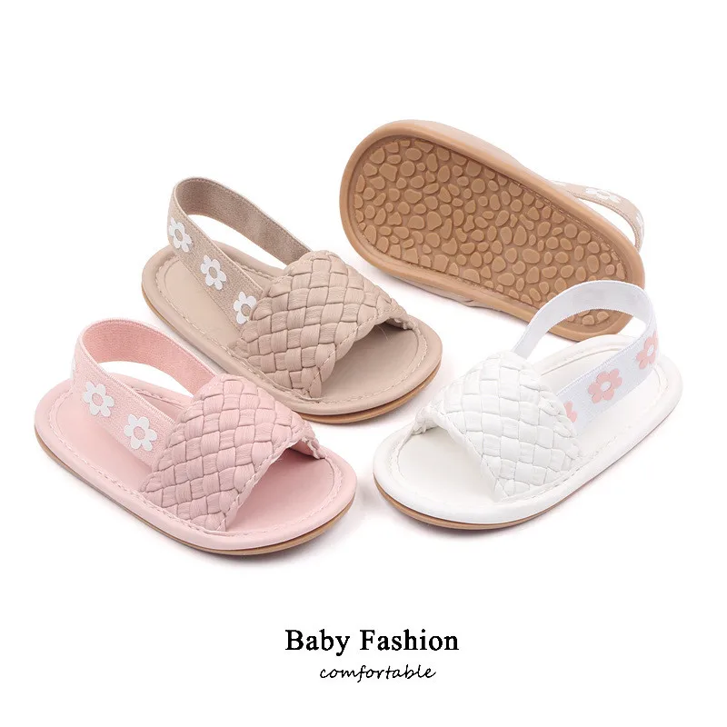 Baby Sandals Summer Outdoor Hook-Loop Flat Rubber Sole Anti-slip Toddler First Walkers Infant Shoes