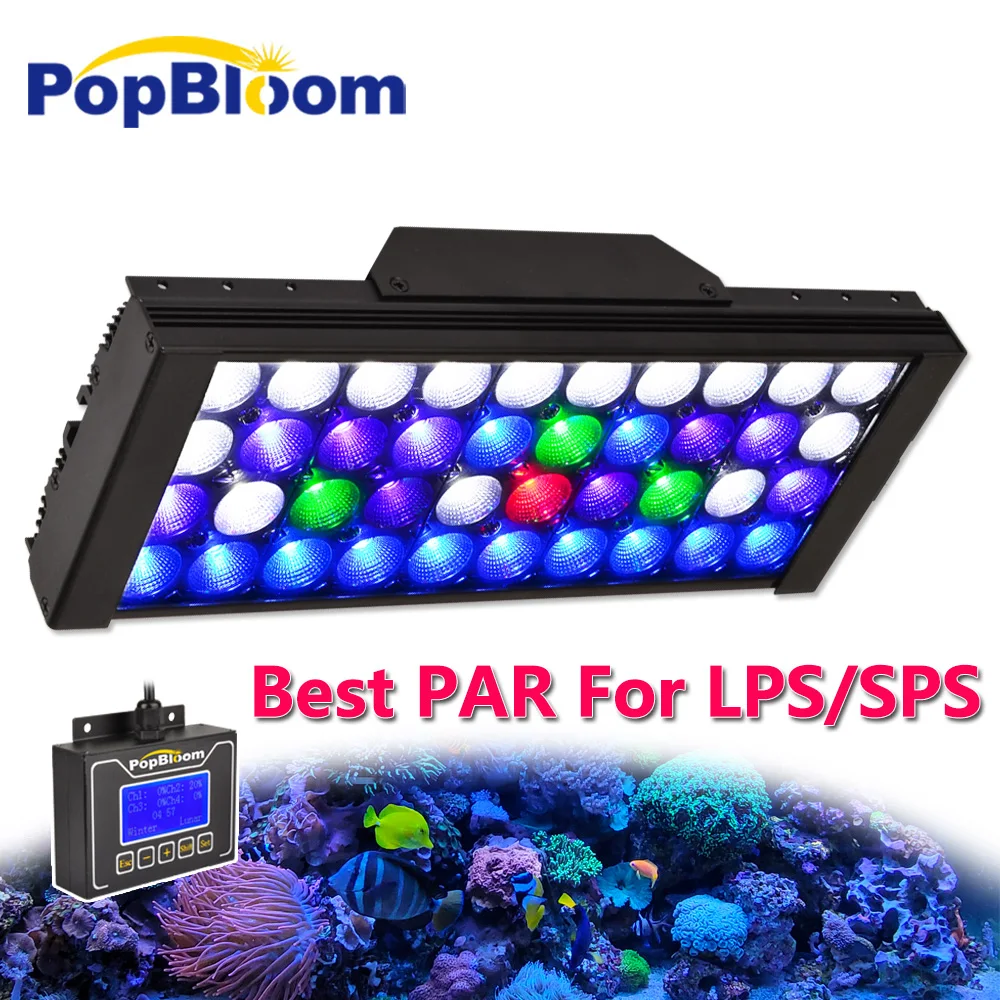 

PopBloom-Marine Aquarium LED Light Program, Saltwater LED Aquarium Lamp for Seawater Reef Coral Growth Fish Tank Lights,LSP,SPS