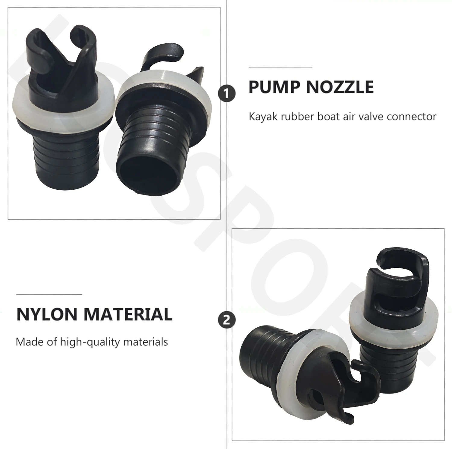 2 Pack Screw Type HR Valve Adapter Air Valve Connector for Foot Pump Hoses Kayak and Stand Up Paddleboard Valve Adapter