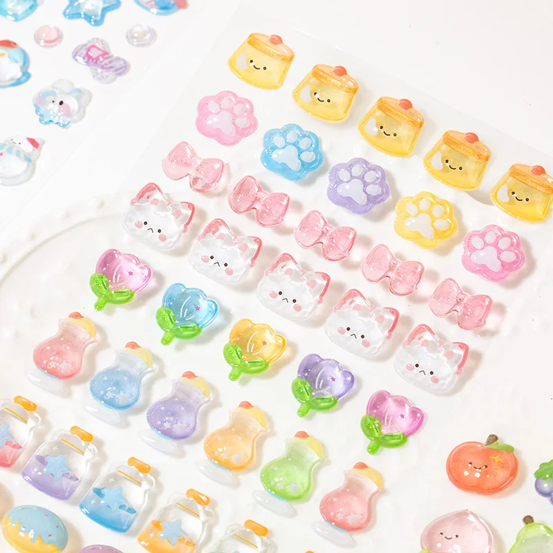 Kawaii 3D Relief Sticker Creative Fruit Candy Drop DIY Phone Luggage Motorcycle Laptop Suitcase Decal Cute Sticker Aesthetic