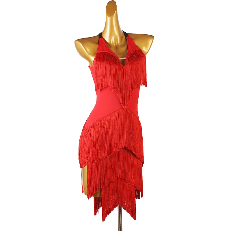 

Latin Tassel Dress Ballroom Gowns Competition Costume Sleeveless Backless Dance Practice Wear Stage Outfits Performance Clothes