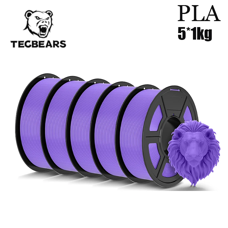 TECBEARS 3D-filamentprinter PLA 5KG 1,75 mm ±0,02 mm Zwart/wit/grijs Kleurset Geen bubbels Vacuümverpakking Geschikt voor de meeste FDM-printers