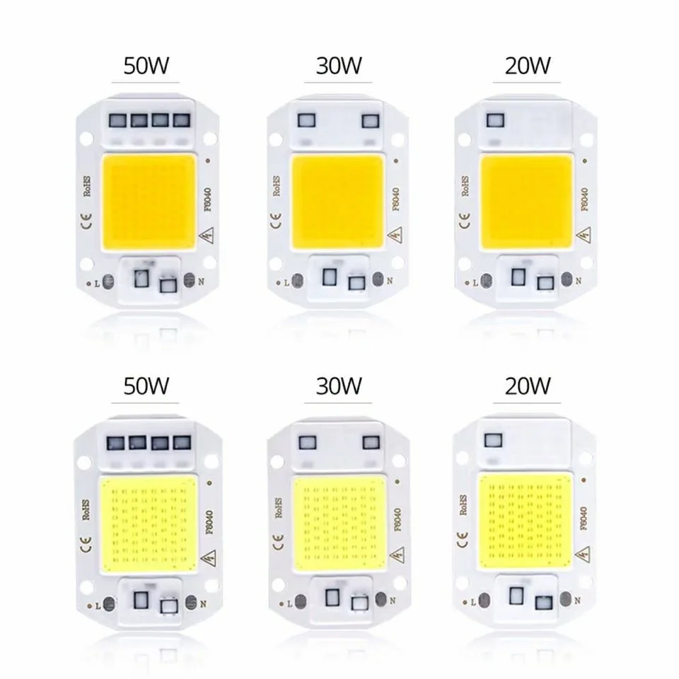 

1-20 шт. светодиодный COB SMD, высокая мощность 10 Вт, 20 Вт, 30 Вт, 50 Вт, переменный ток 220 В, чип лампы Smart IC, подходит для самостоятельной сборки, интегрированного драйвера, флуоресцентной лампы