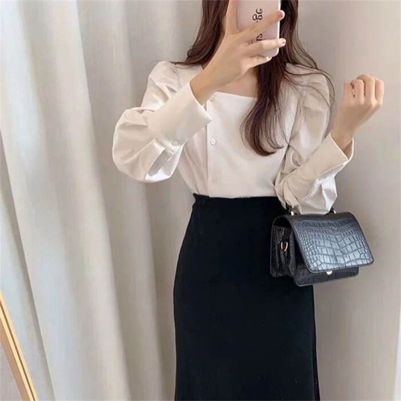 PLAZSON قمصان وبلوزات camisas e blusas Women Spring Summer OL Blouses Shirts Lady Office Work Wear Long Sleeve Blouses Tops